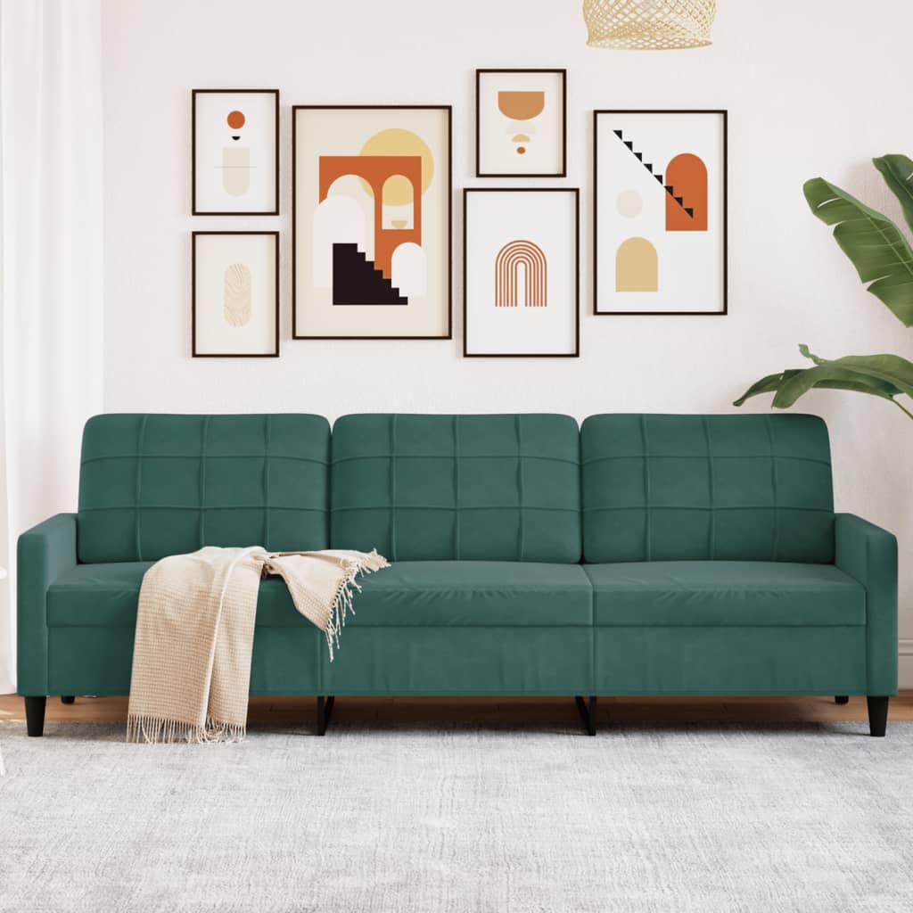 Canapé à 3 places Vert foncé 210 cm Velours - XIOS