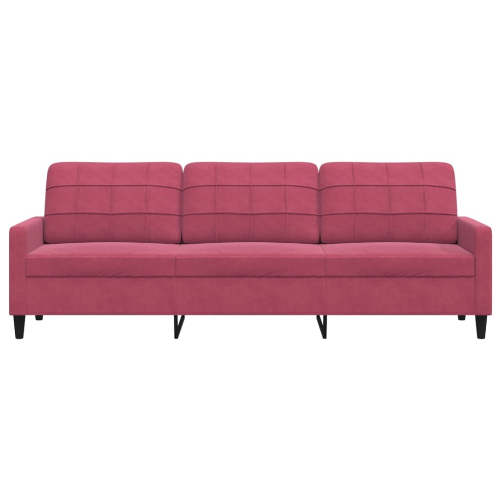 Canapé à 3 places Rouge bordeaux 210 cm Velours - XIOS