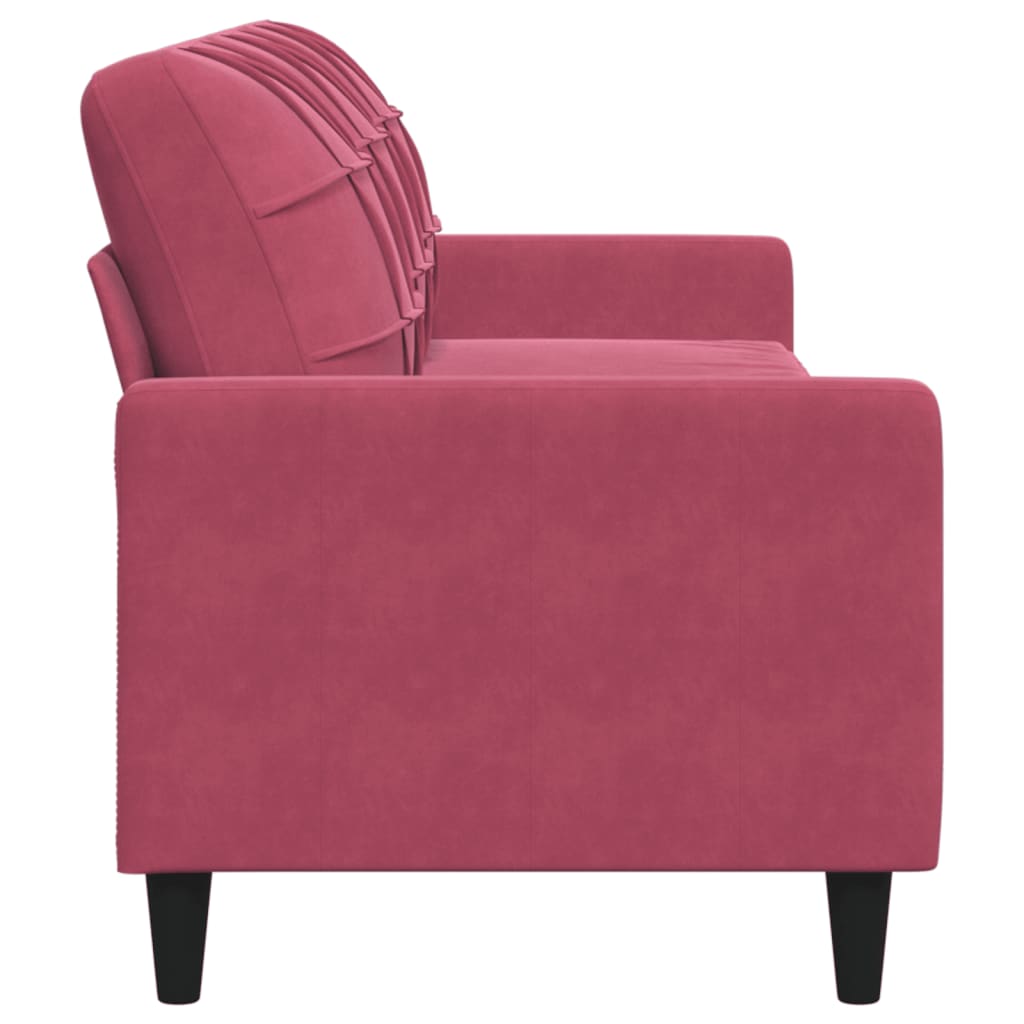 Canapé à 3 places Rouge bordeaux 210 cm Velours - XIOS