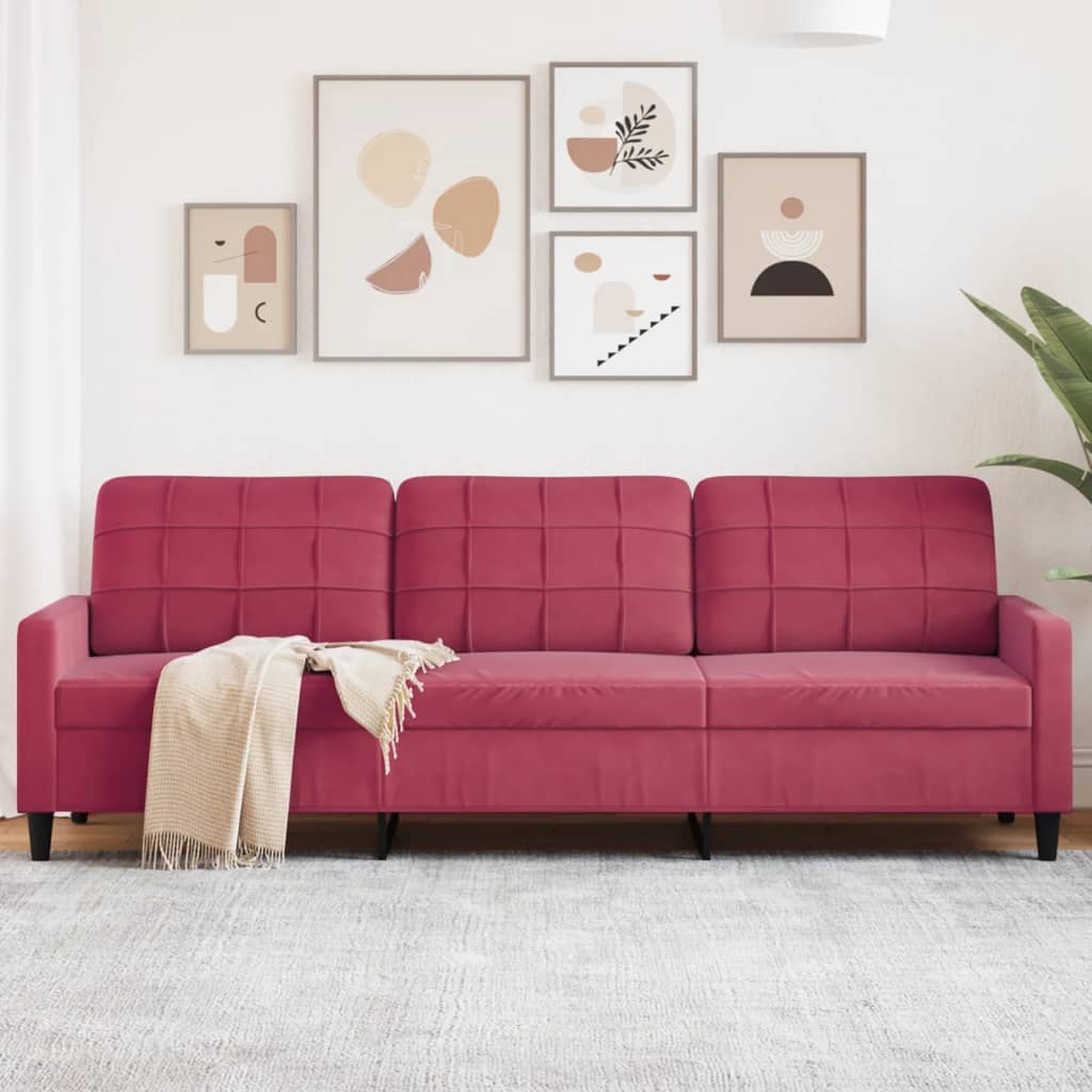 Canapé à 3 places Rouge bordeaux 210 cm Velours - XIOS