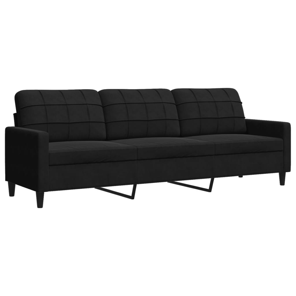 Canapé à 3 places Noir 210 cm Velours - XIOS
