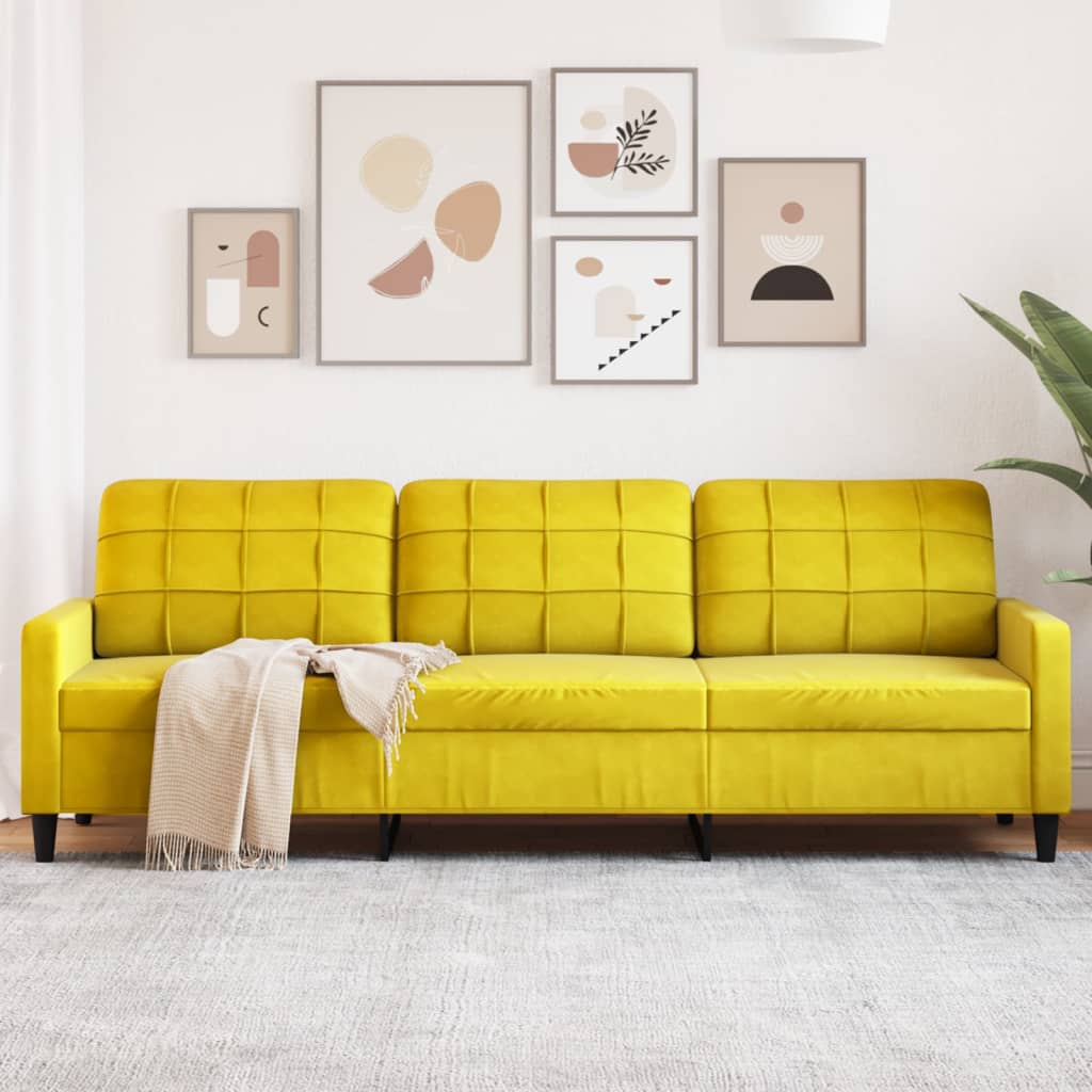 Canapé à 3 places Jaune 210 cm Velours - XIOS