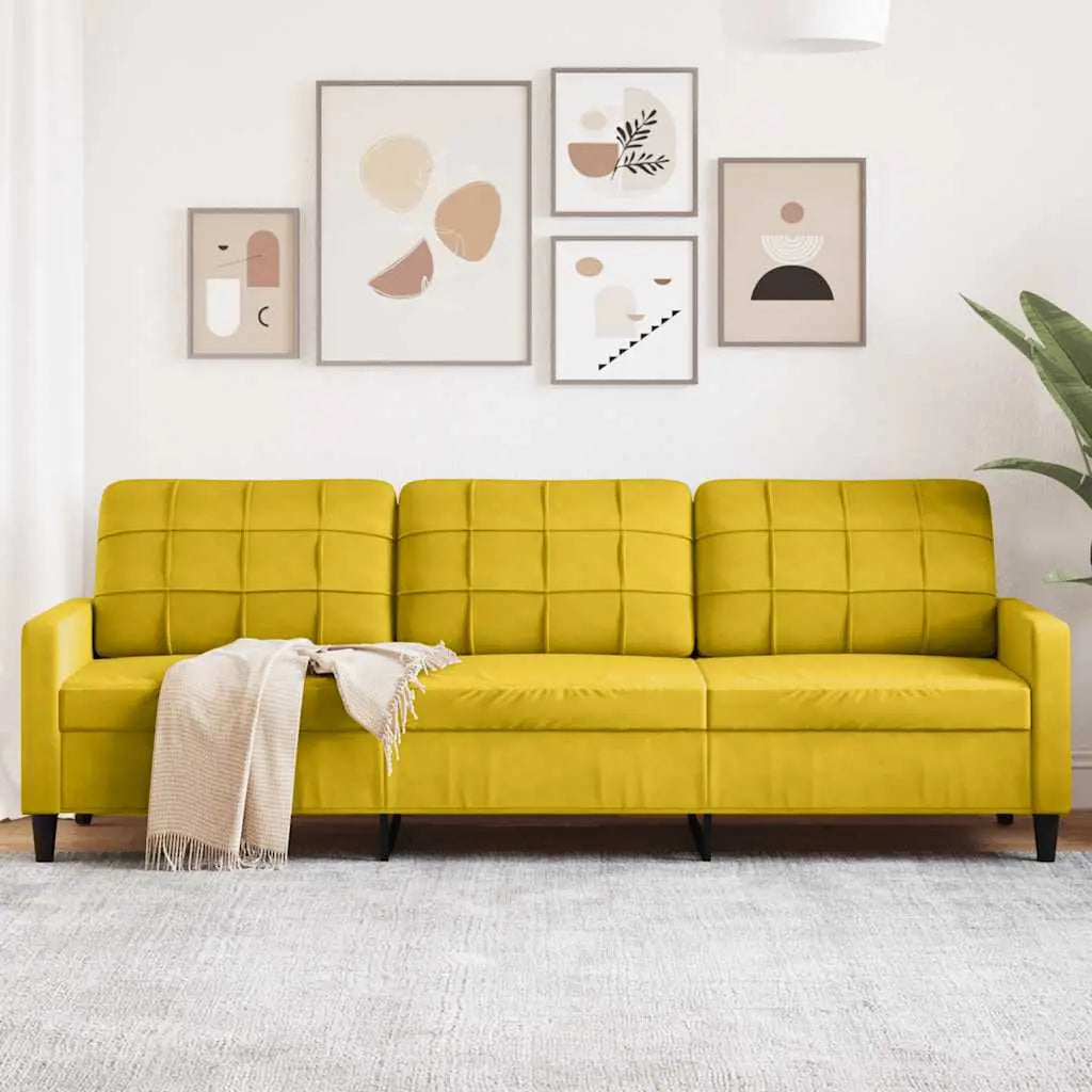 Canapé à 3 places Jaune 210 cm Velours - XIOS