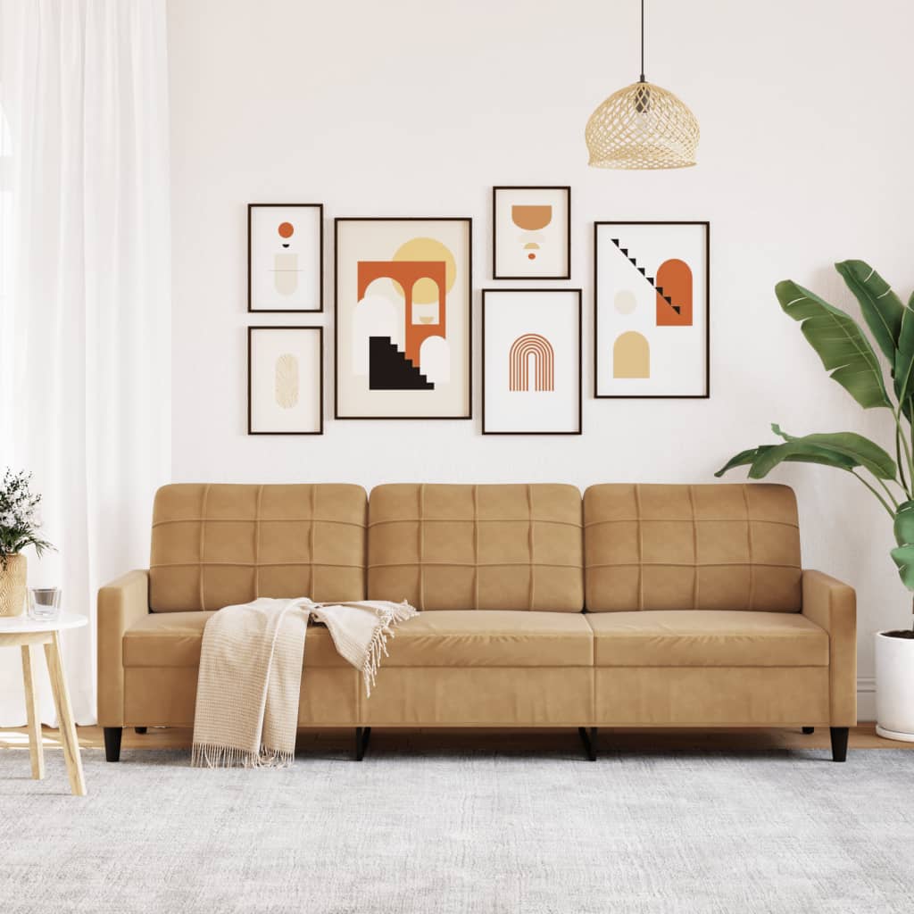 Canapé à 3 places Marron 210 cm Velours - XIOS