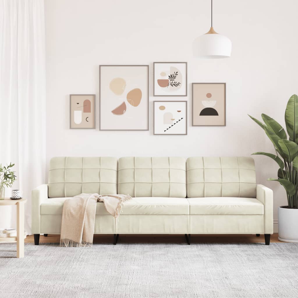 Canapé à 3 places Crème 210 cm Velours - XIOS