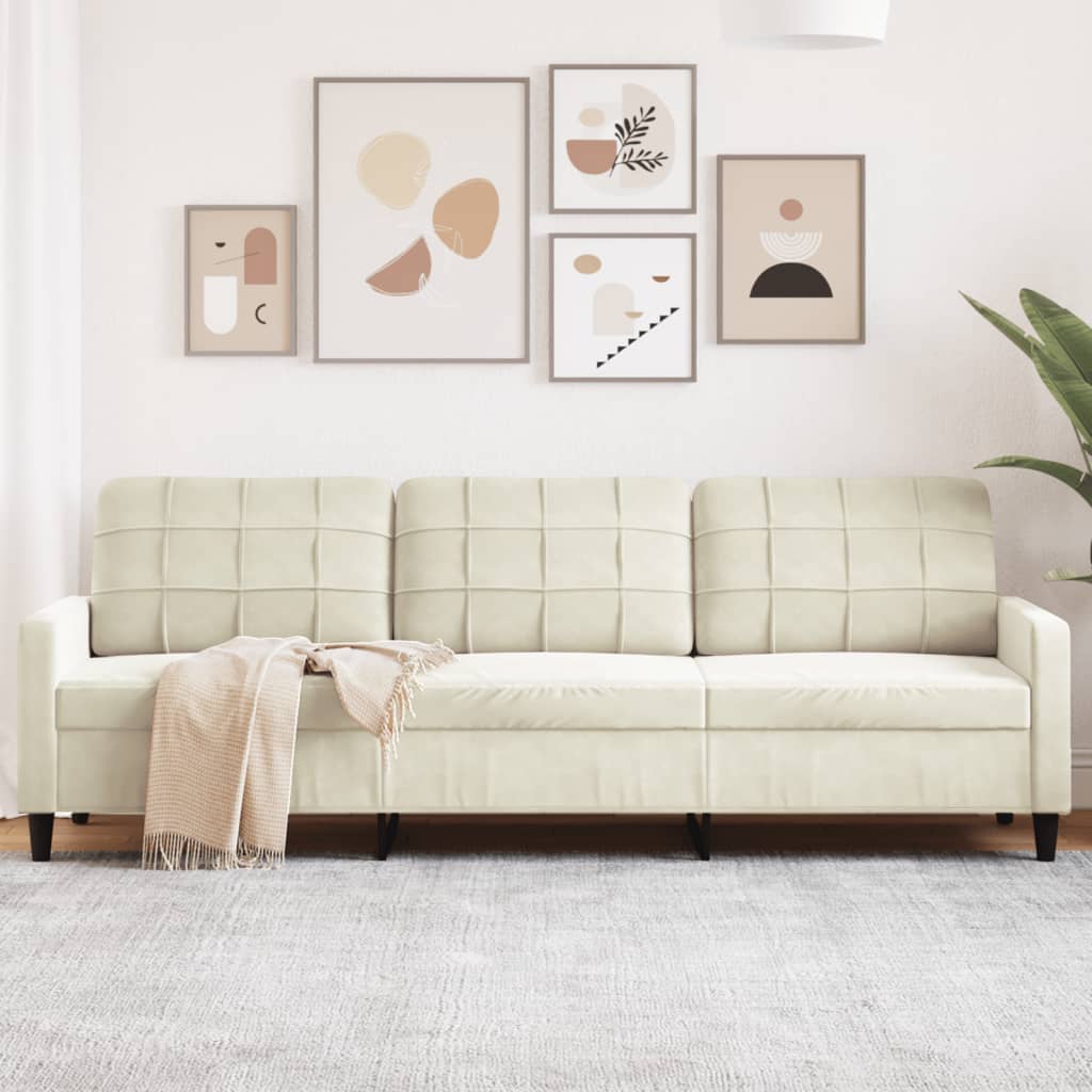 Canapé à 3 places Crème 210 cm Velours - XIOS