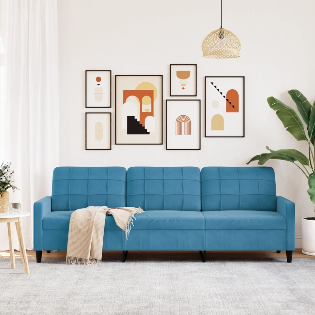 Canapé à 3 places Bleu 210 cm Velours - XIOS