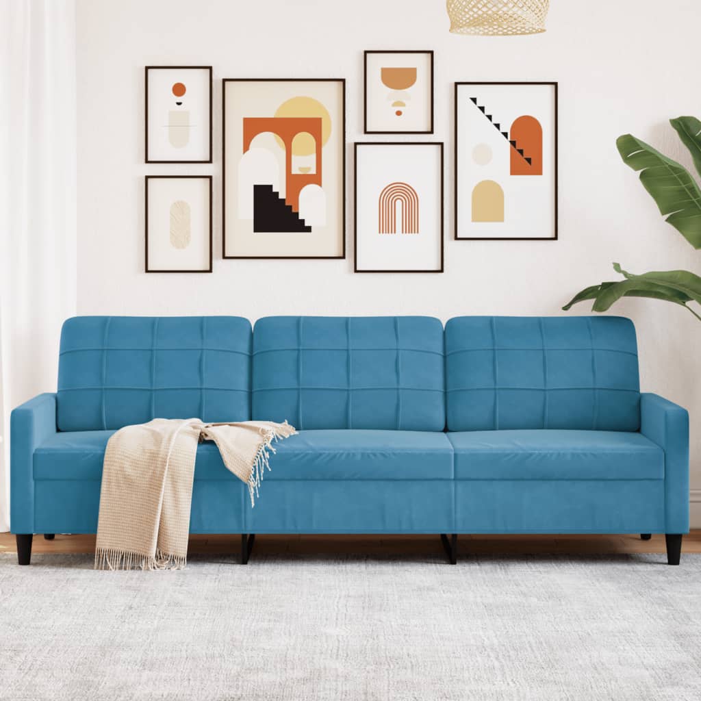 Canapé à 3 places Bleu 210 cm Velours - XIOS
