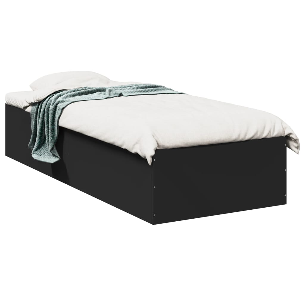 Cadre de lit sans matelas noir 75x190 cm bois ingénierie - XIOS