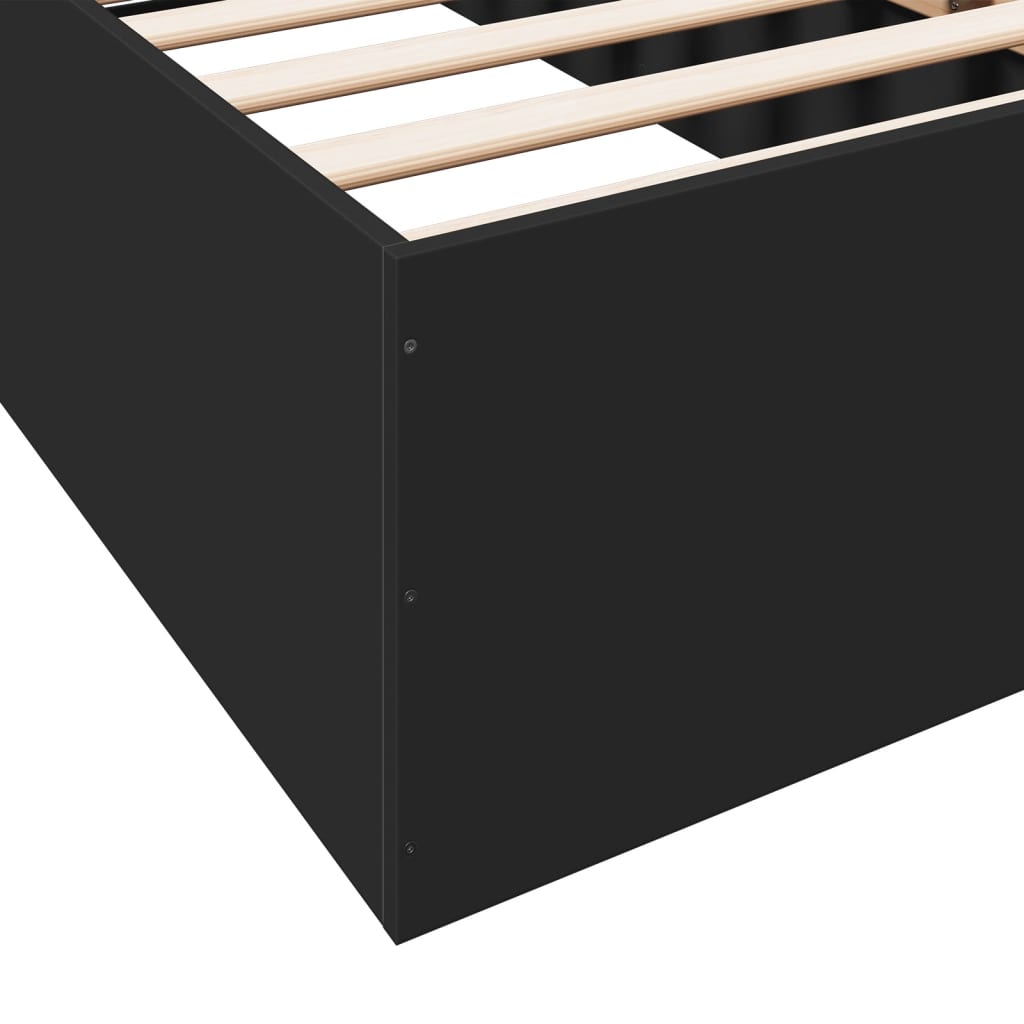 Cadre de lit sans matelas noir 75x190 cm bois ingénierie - XIOS