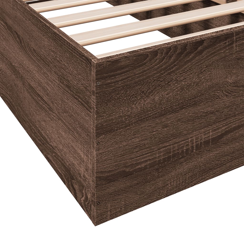 Cadre de lit sans matelas chêne marron 75x190cm bois ingénierie - XIOS