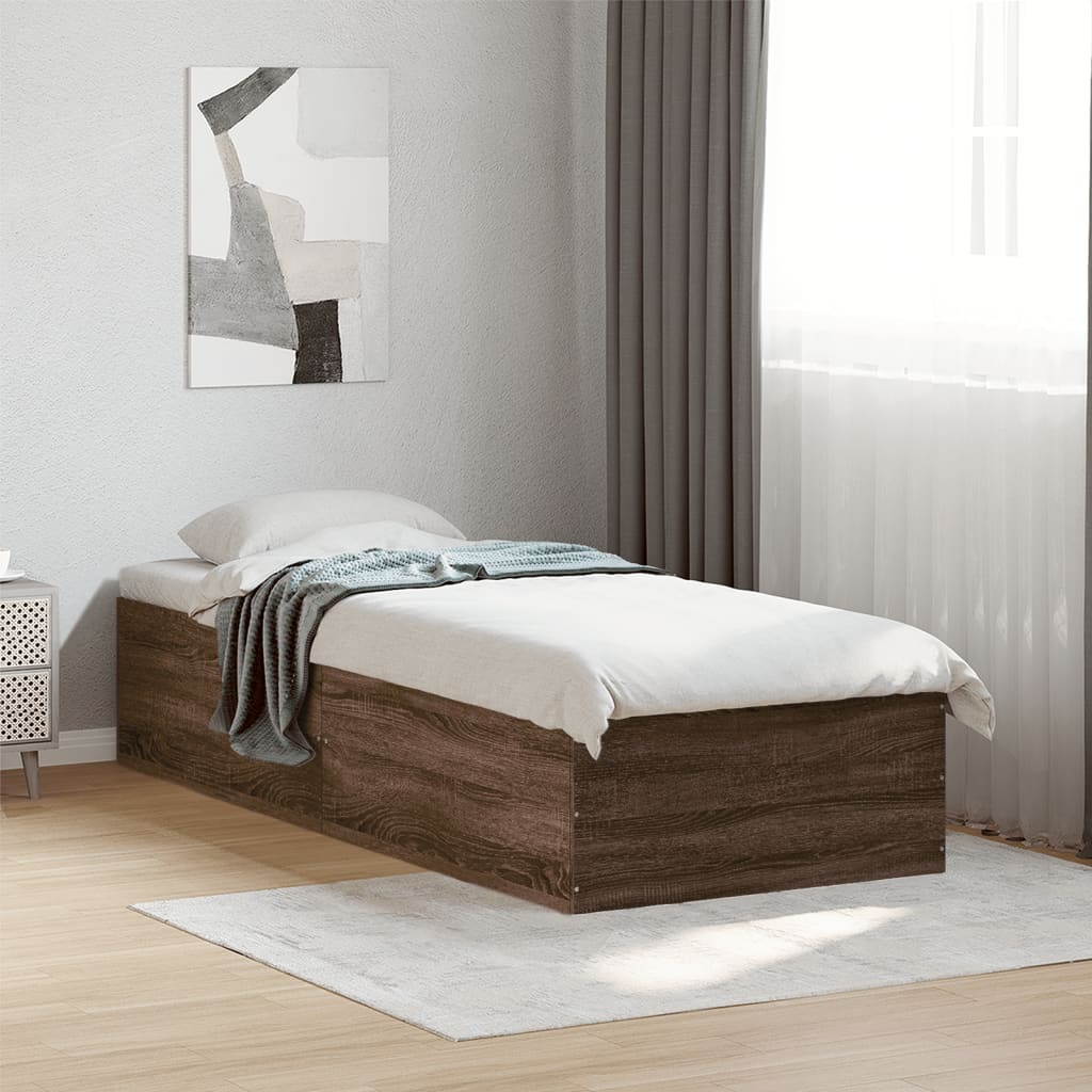 Cadre de lit sans matelas chêne marron 75x190cm bois ingénierie - XIOS