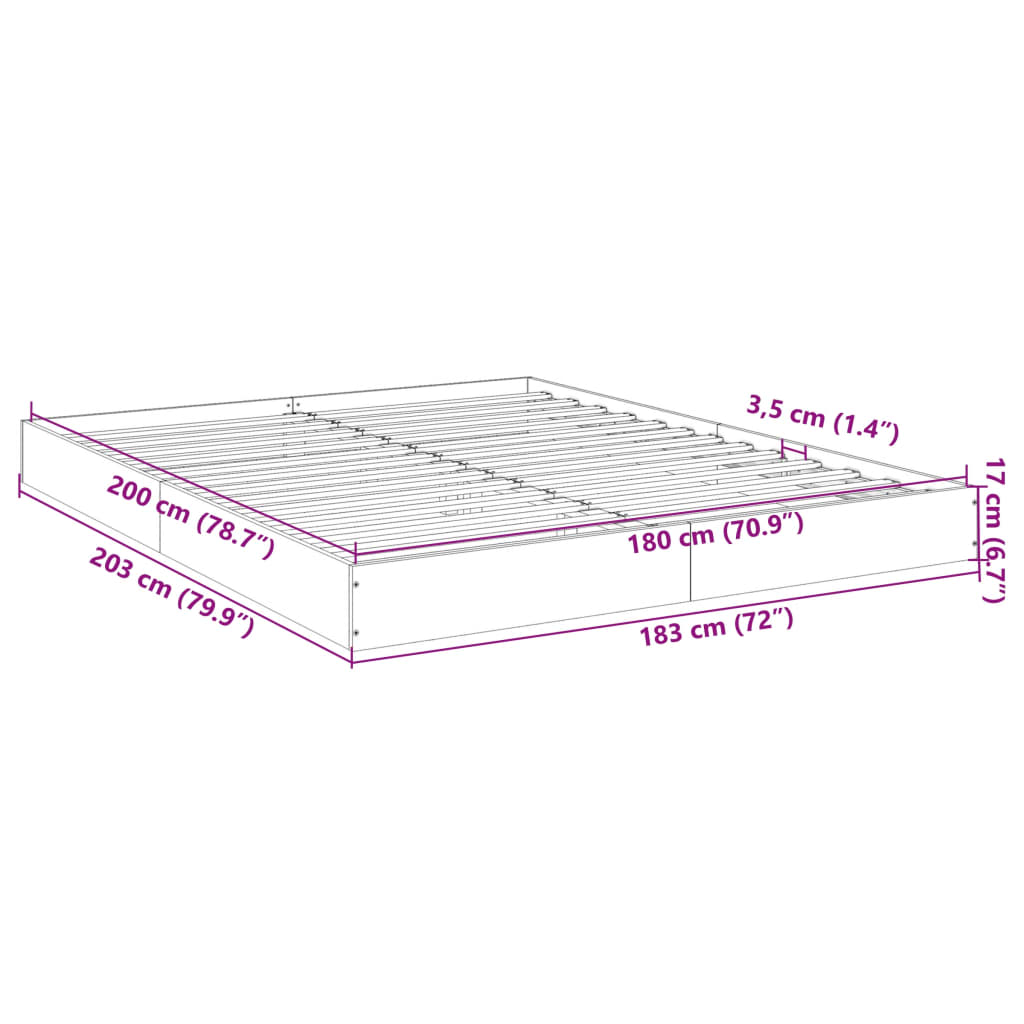 Cadre de lit sans matelas chêne sonoma 180x200 cm - XIOS