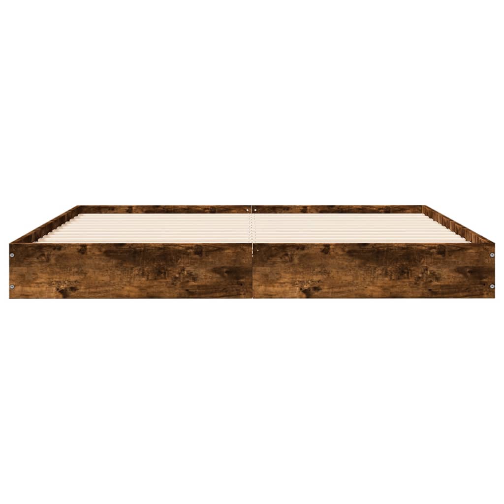 Cadre de lit sans matelas chêne fumé 160x200 cm bois ingénierie