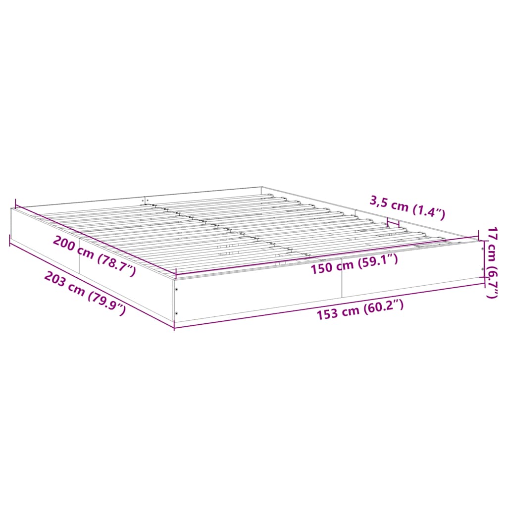 Cadre de lit sans matelas blanc 150x200 cm bois d'ingénierie