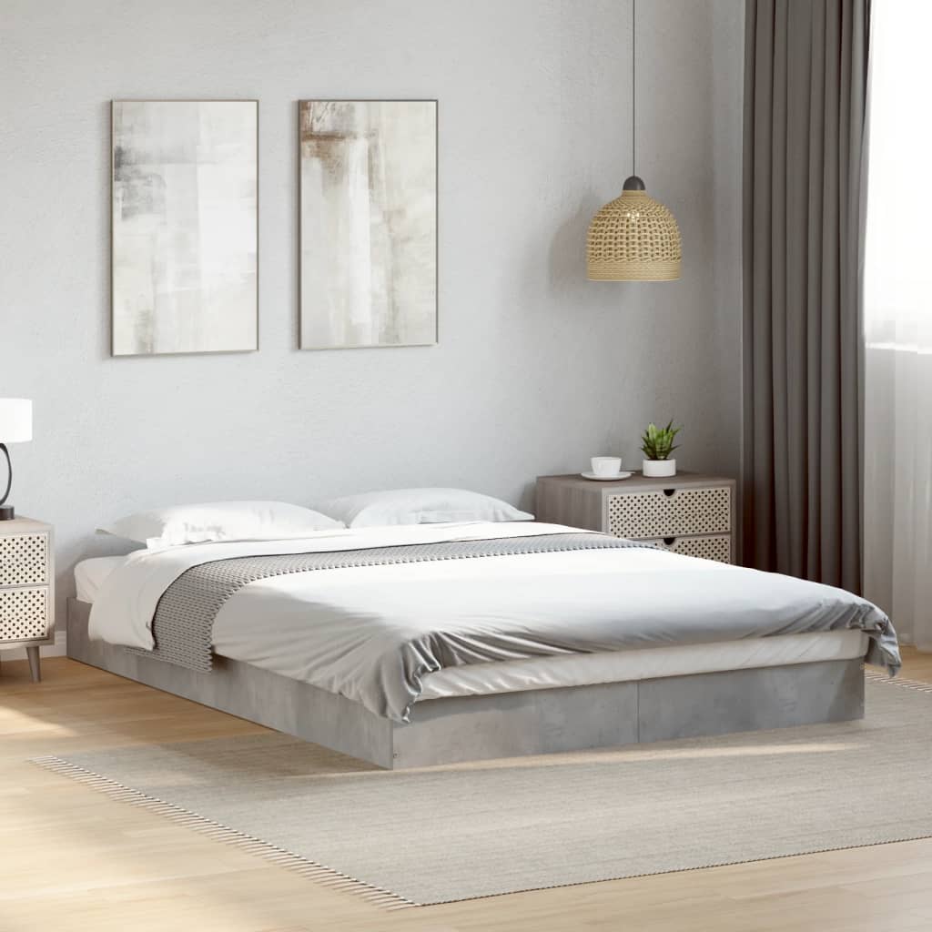 Cadre de lit sans matelas gris béton 140x200 cm - XIOS