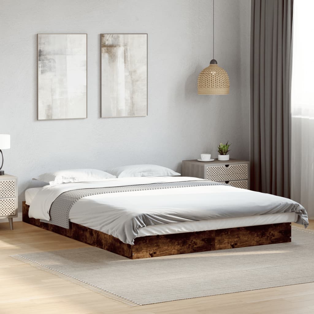 Cadre de lit sans matelas chêne fumé 140x200 cm bois ingénierie - XIOS