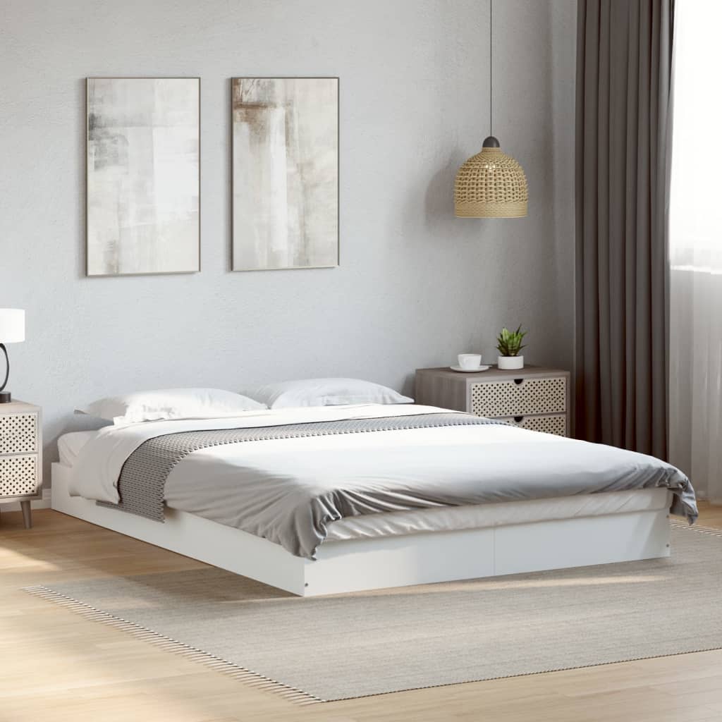 Cadre de lit sans matelas blanc 135x190 cm bois d'ingénierie - XIOS