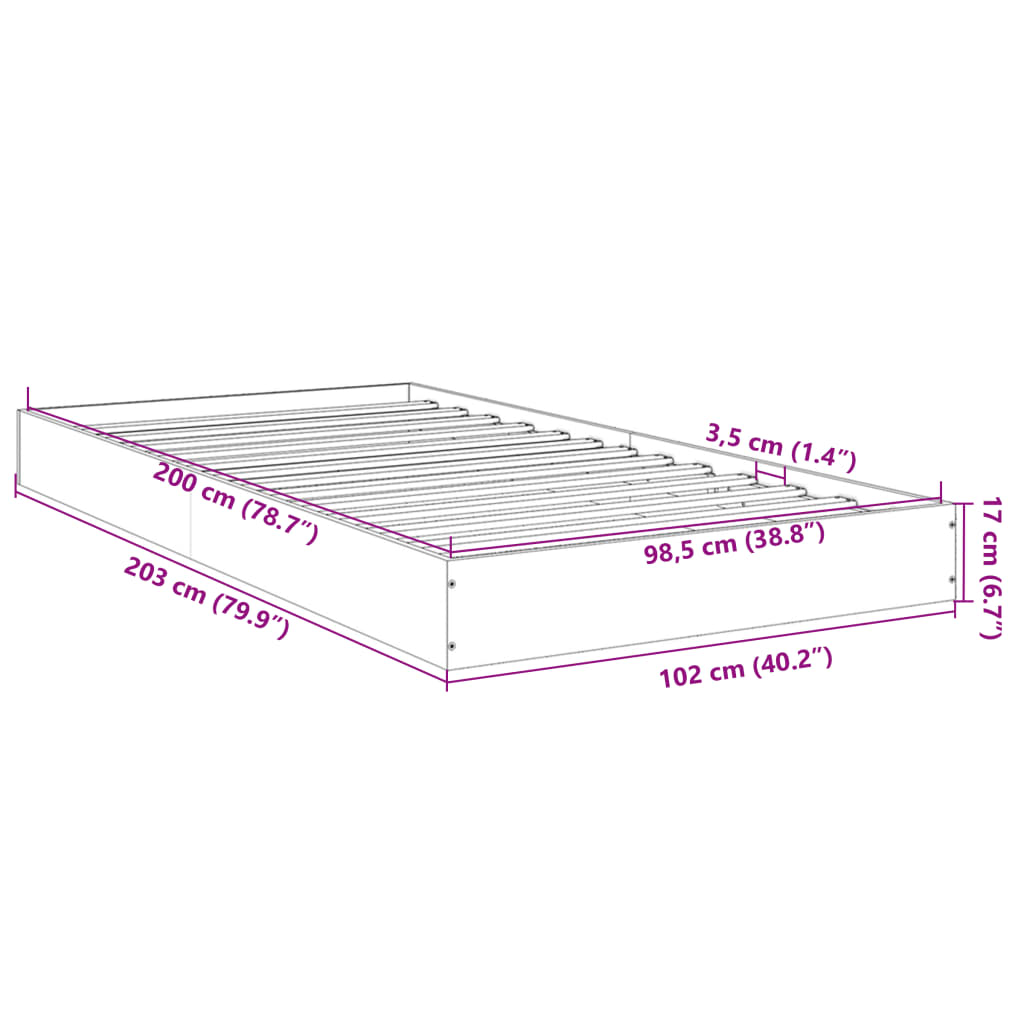 Cadre de lit sans matelas blanc 100x200 cm bois d'ingénierie - XIOS