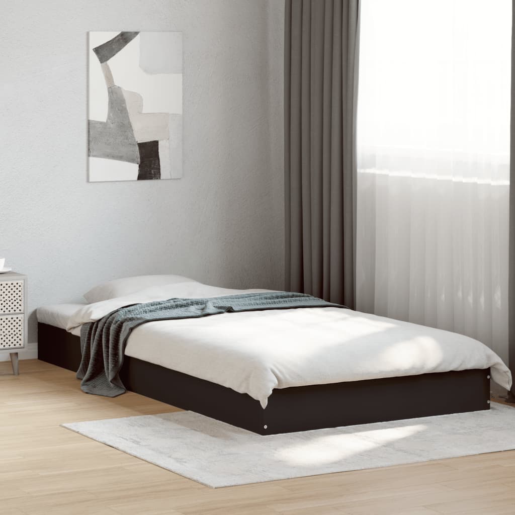 Cadre de lit sans matelas noir 100x200 cm bois d'ingénierie - XIOS