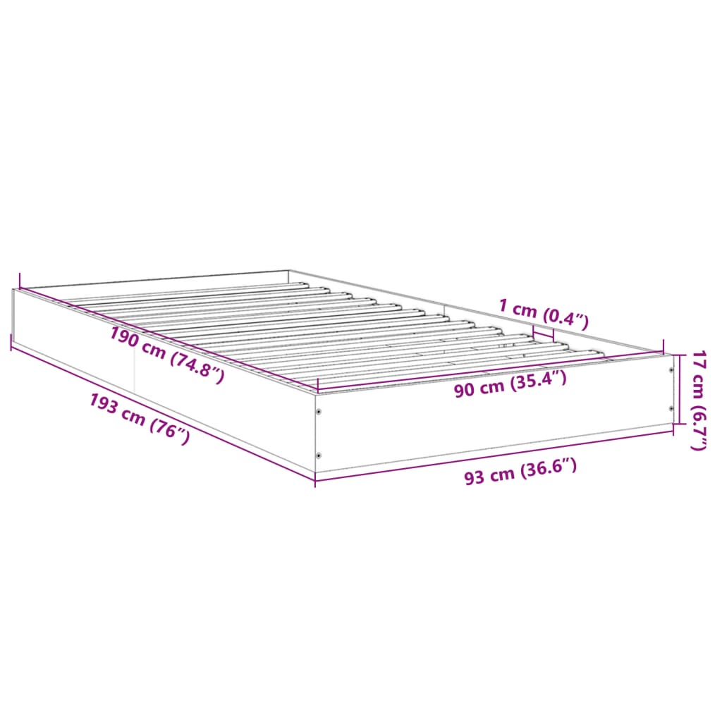 Cadre de lit sans matelas blanc 90x190 cm bois d'ingénierie - XIOS