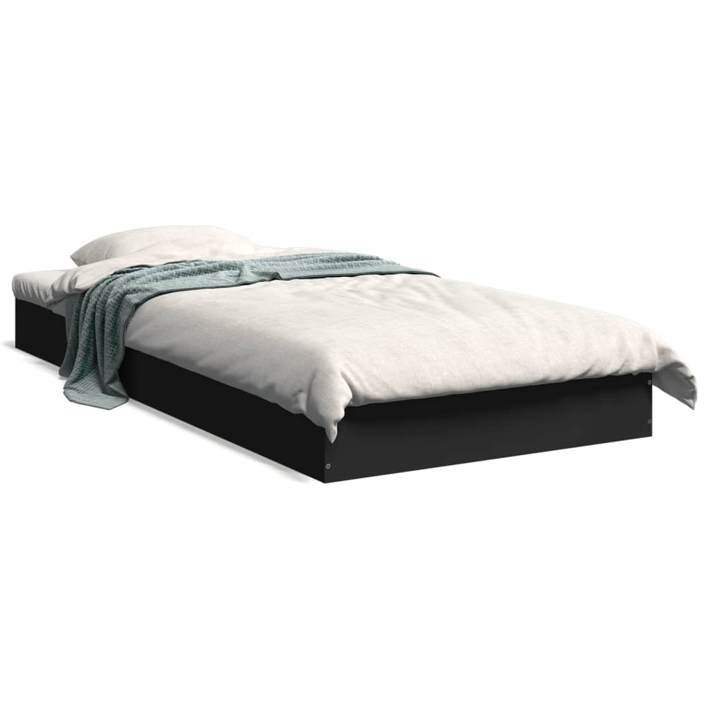 Cadre de lit sans matelas noir 75x190 cm bois ingénierie - XIOS