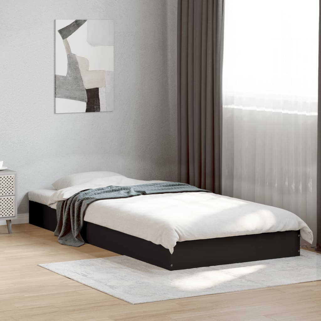 Cadre de lit sans matelas noir 75x190 cm bois ingénierie - XIOS