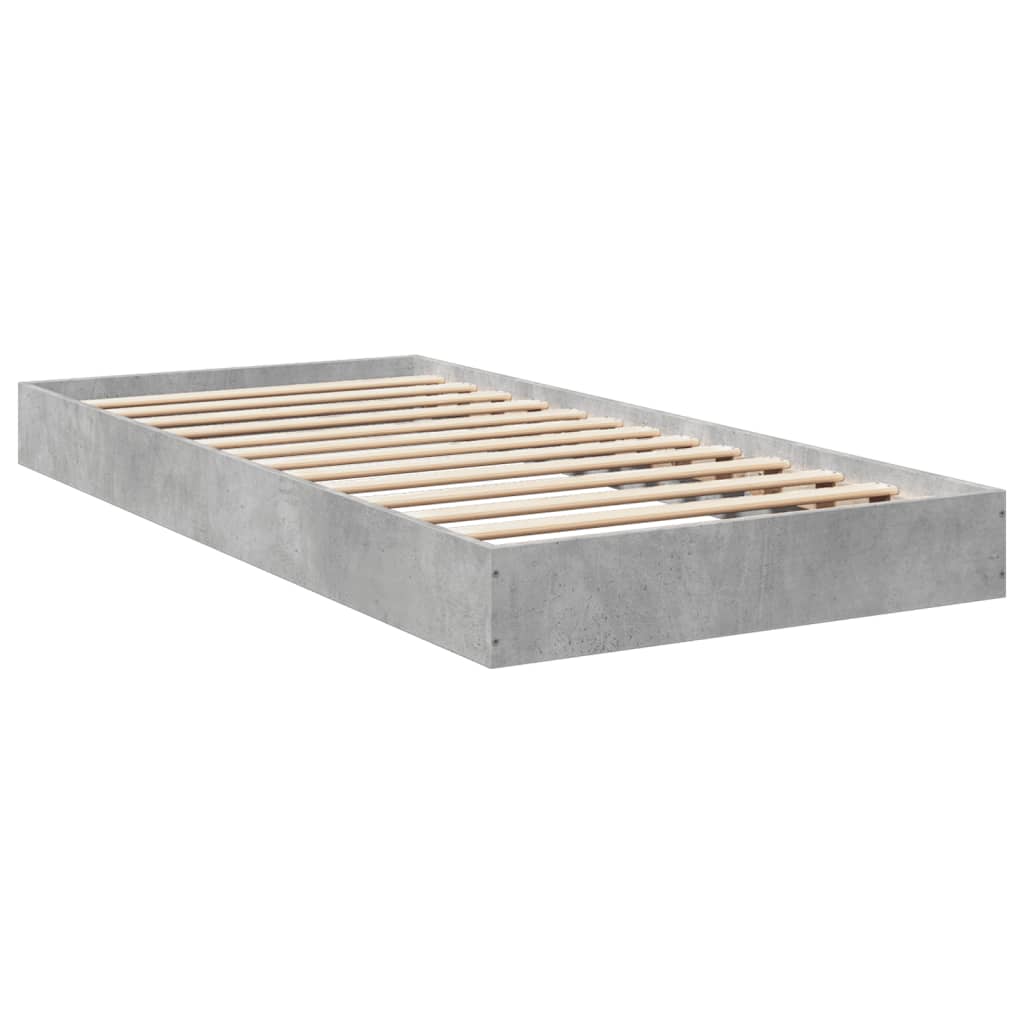 Cadre de lit sans matelas gris béton 75x190 cm - XIOS