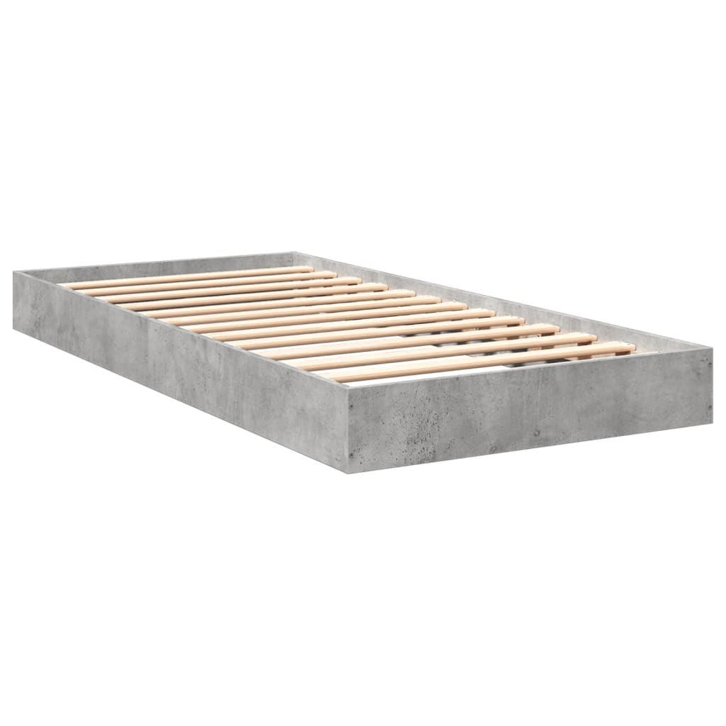 Cadre de lit sans matelas gris béton 75x190 cm - XIOS