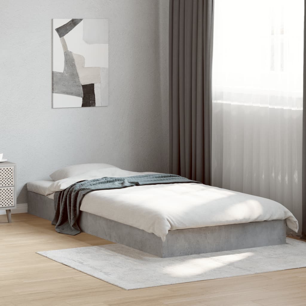 Cadre de lit sans matelas gris béton 75x190 cm - XIOS