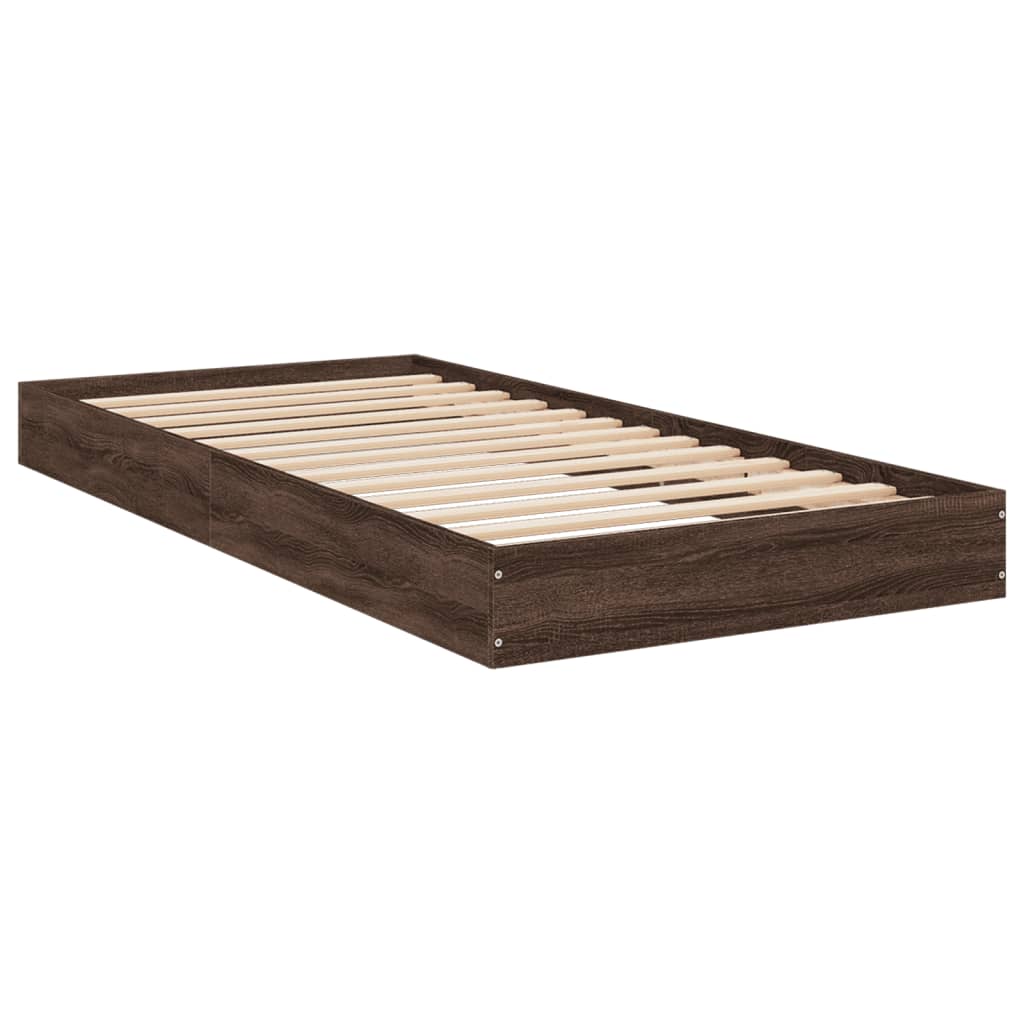 Cadre de lit sans matelas chêne marron 75x190cm bois ingénierie - XIOS