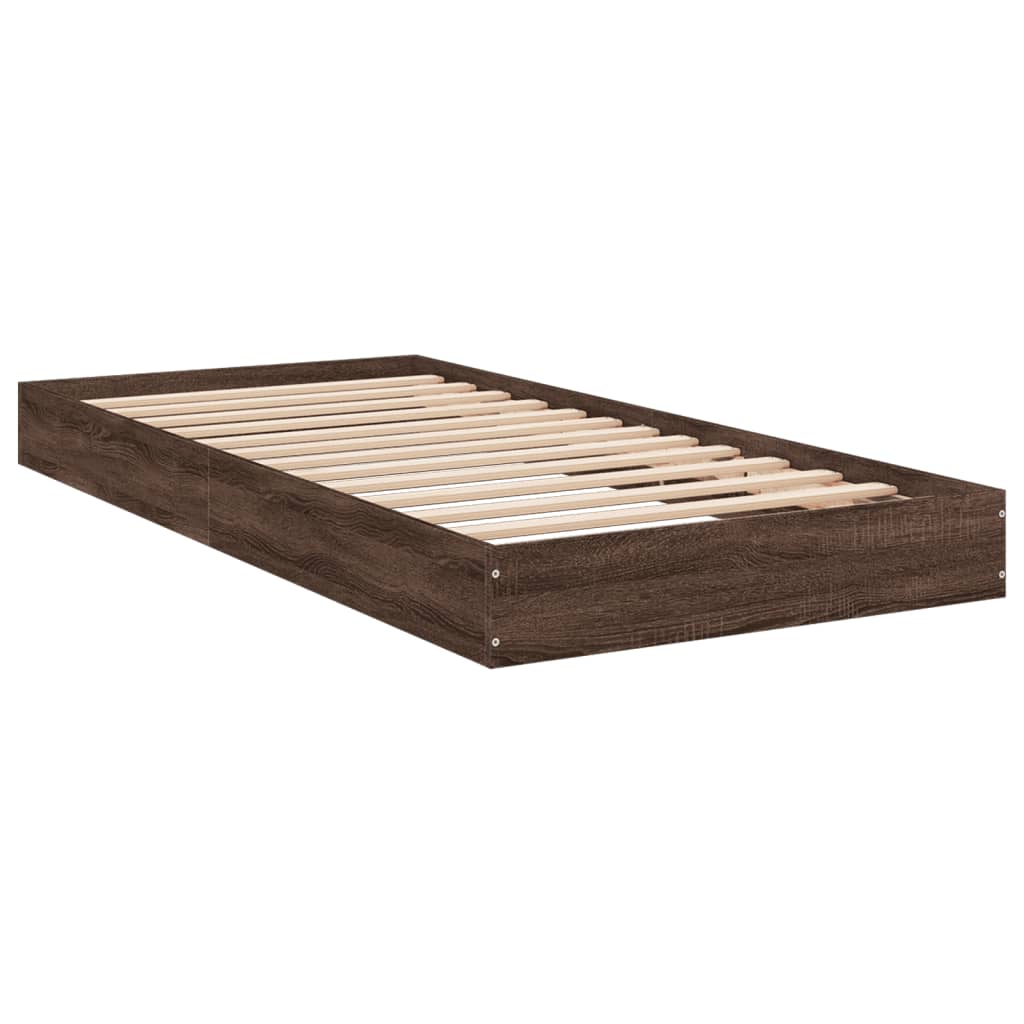 Cadre de lit sans matelas chêne marron 75x190cm bois ingénierie - XIOS