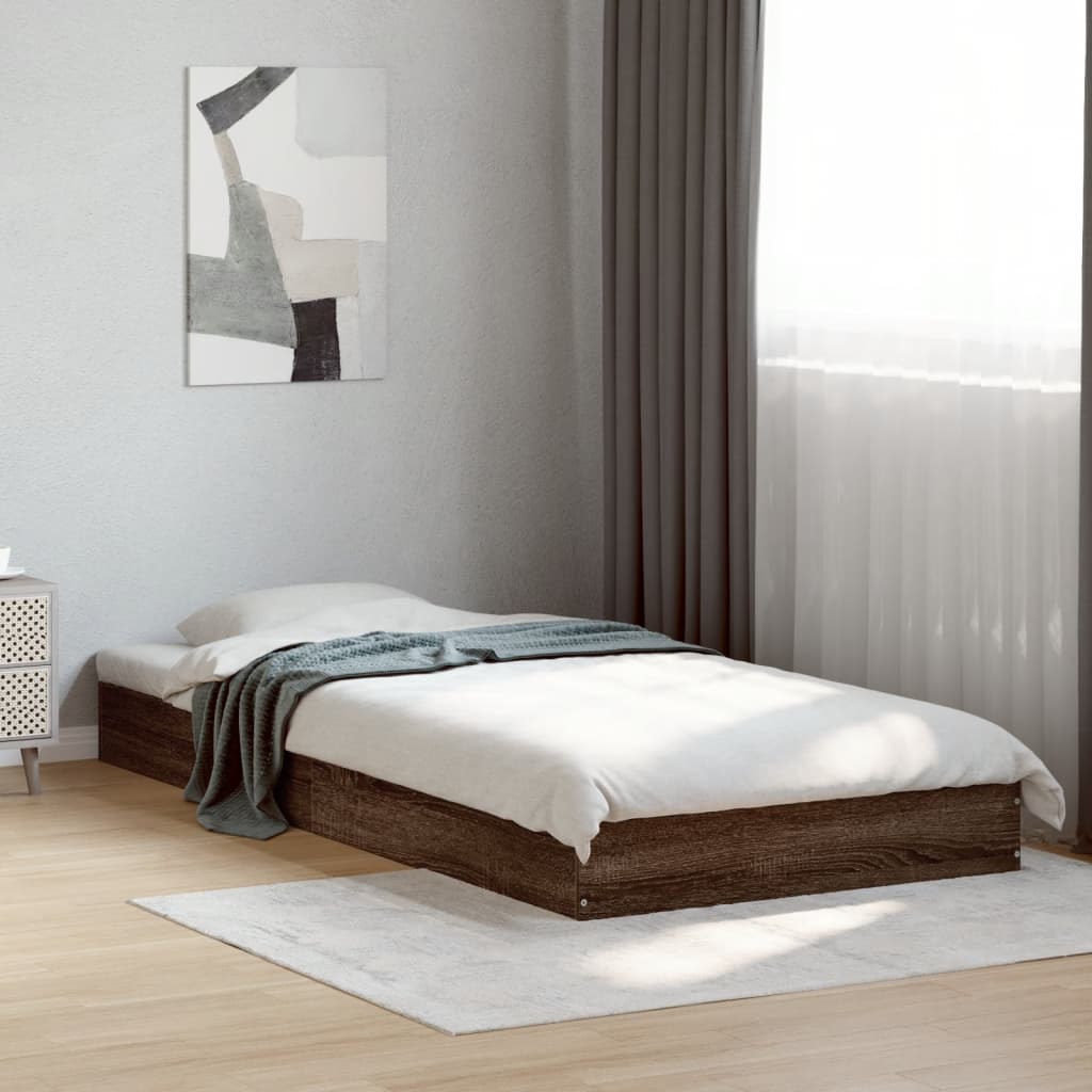 Cadre de lit sans matelas chêne marron 75x190cm bois ingénierie - XIOS