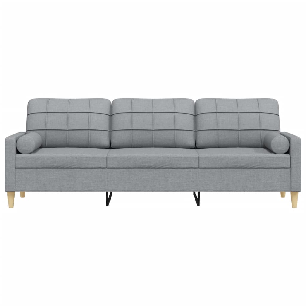 Canapé 3 places avec oreillers gris clair 210 cm tissu - XIOS