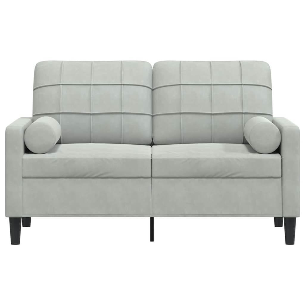 Canapé 2 places avec oreillers gris clair 120 cm velours - XIOS