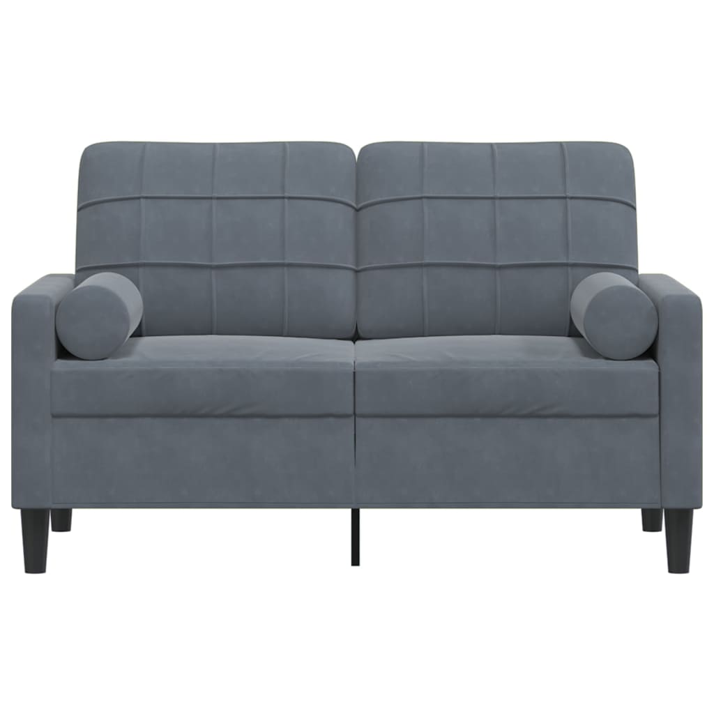 Canapé 2 places avec oreillers gris foncé 120 cm velours - XIOS