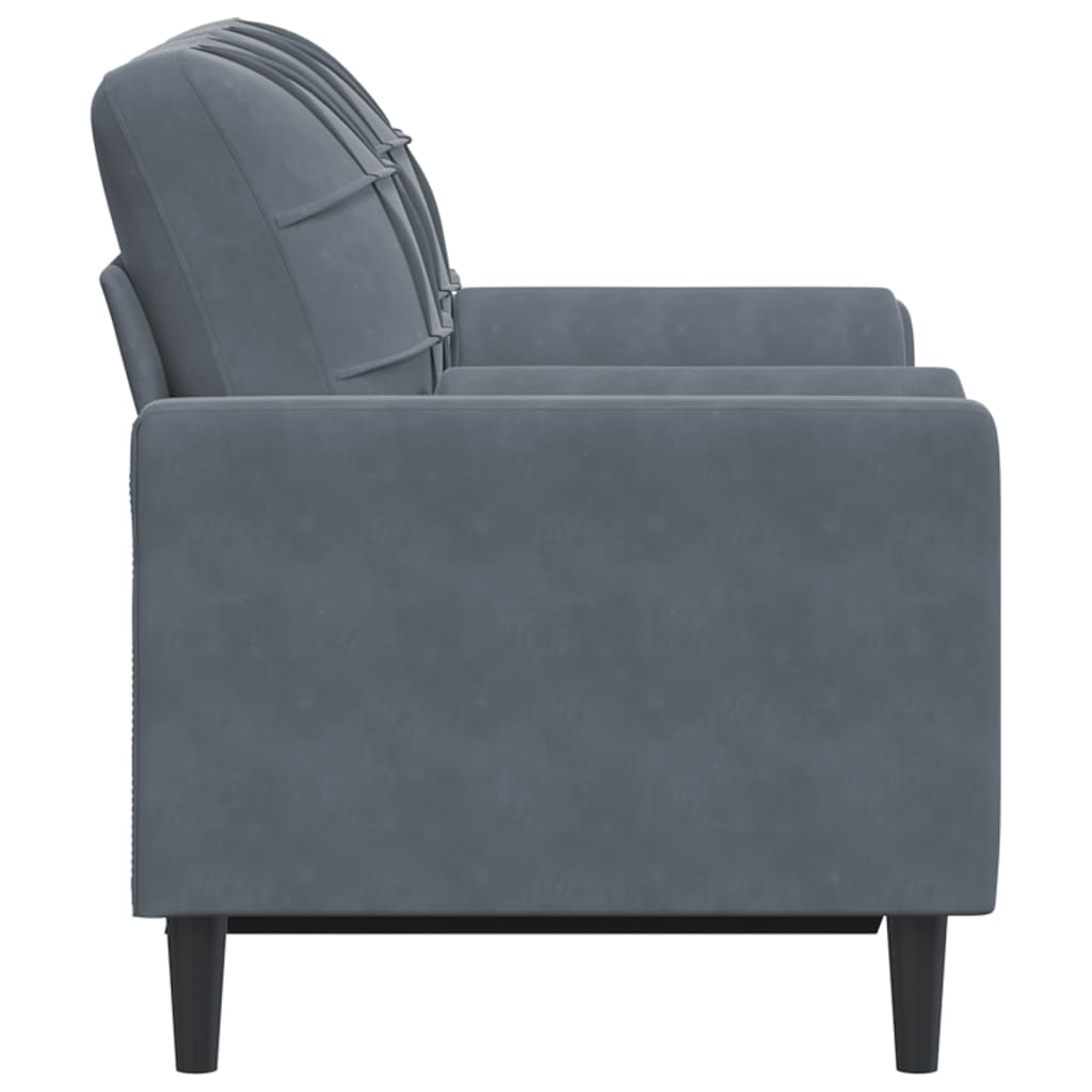 Canapé 2 places avec oreillers gris foncé 120 cm velours - XIOS