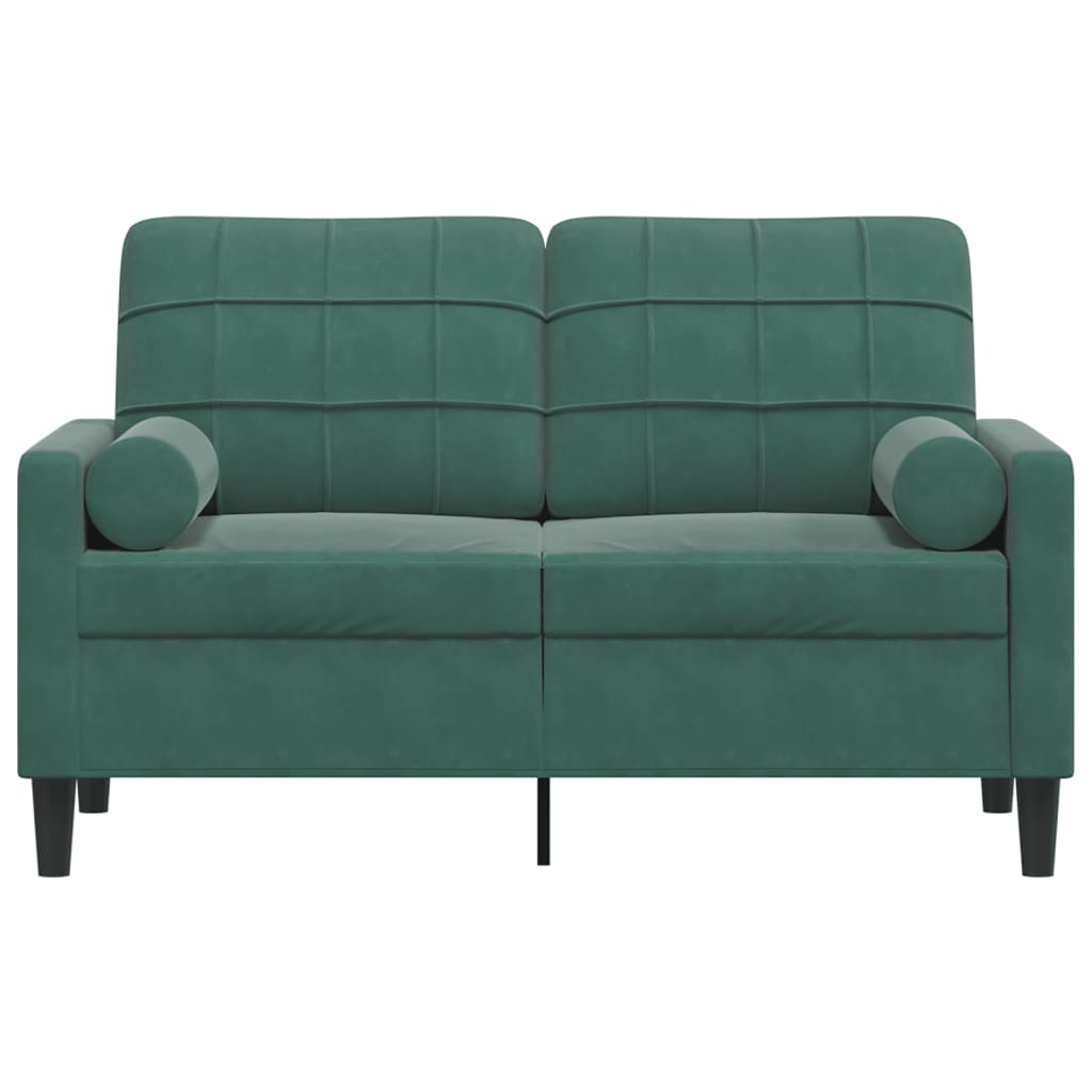 Canapé 2 places avec oreillers vert foncé 120 cm velours - XIOS