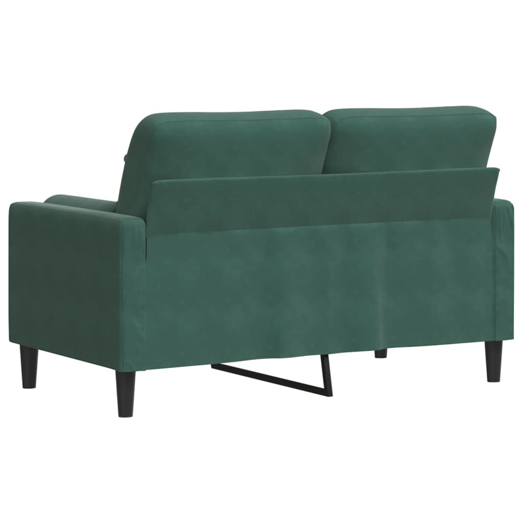 Canapé 2 places avec oreillers vert foncé 120 cm velours - XIOS