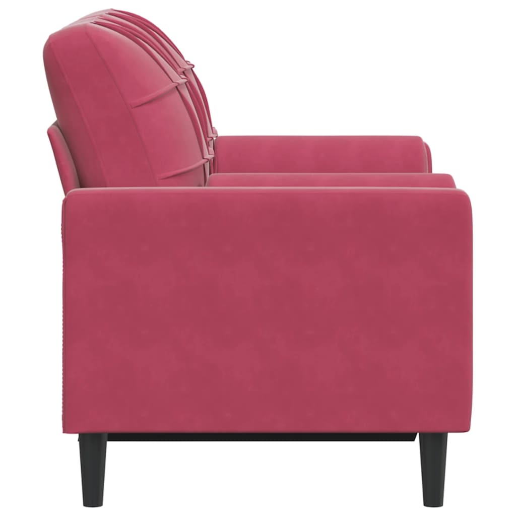 Canapé 2 places avec oreillers bordeaux 120 cm velours - XIOS