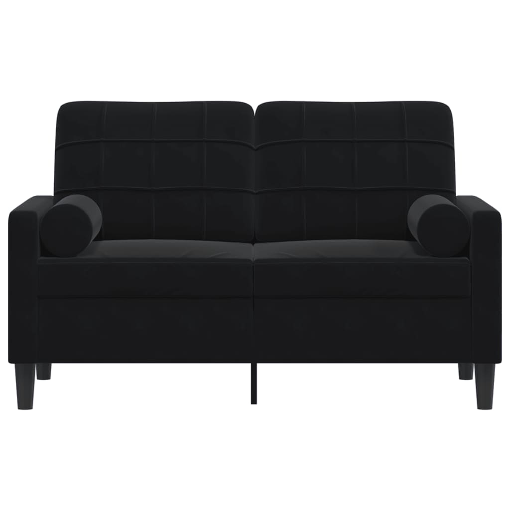 Canapé 2 places avec oreillers décoratifs noir 120 cm velours - XIOS