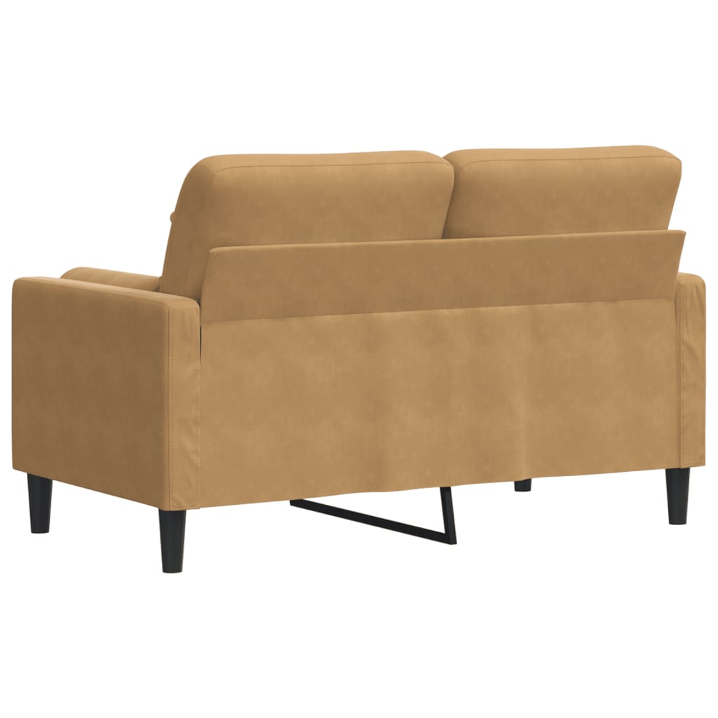Canapé 2 places avec oreillers décoratifs brun 120 cm velours - XIOS