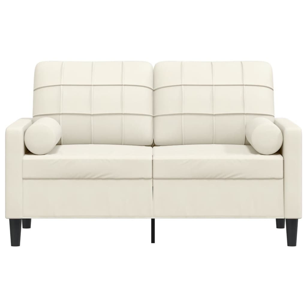 Canapé 2 places avec oreillers décoratifs crème 120 cm velours - XIOS