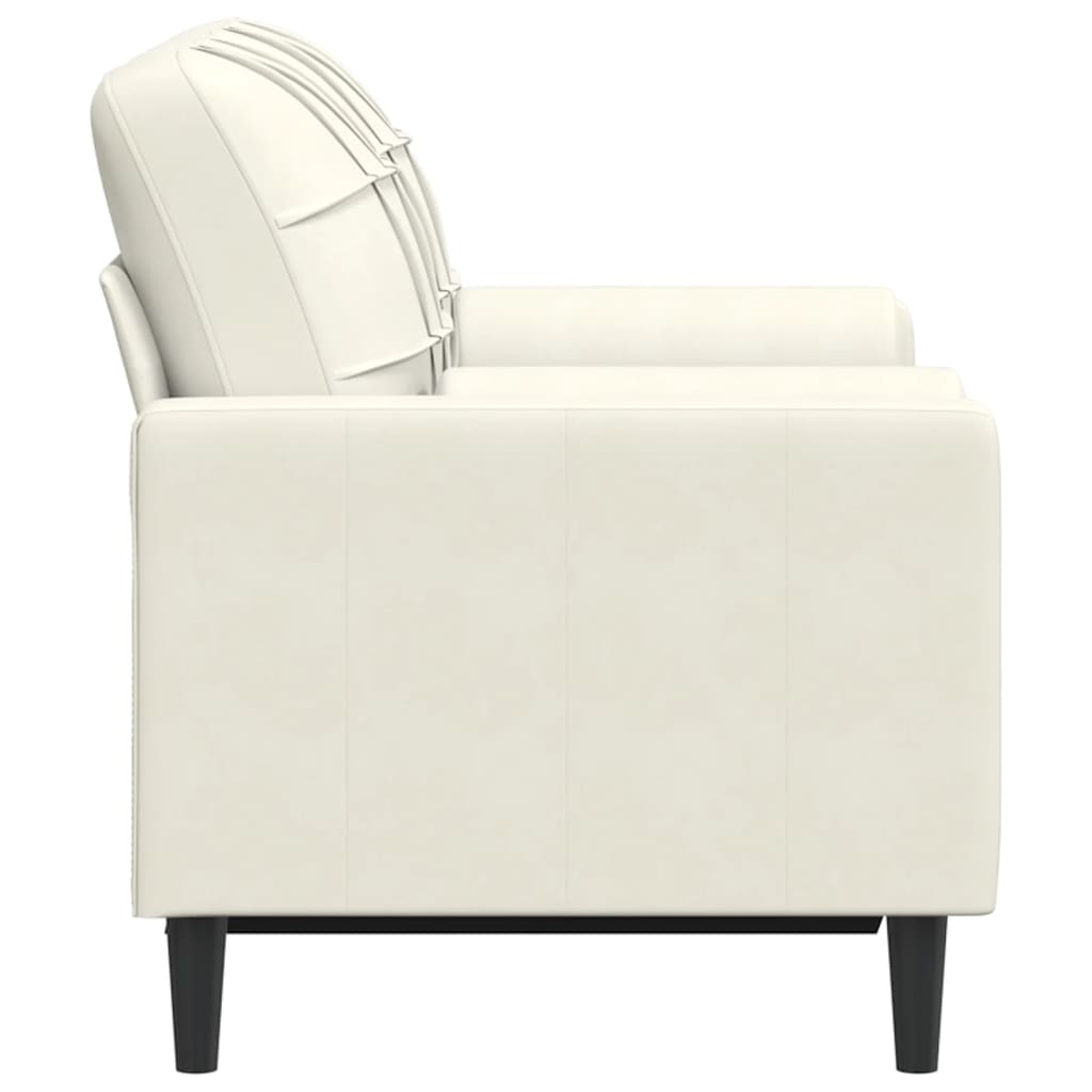 Canapé 2 places avec oreillers décoratifs crème 120 cm velours - XIOS