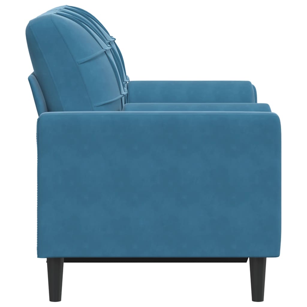 Canapé 2 places avec oreillers décoratifs bleu 120 cm velours - XIOS