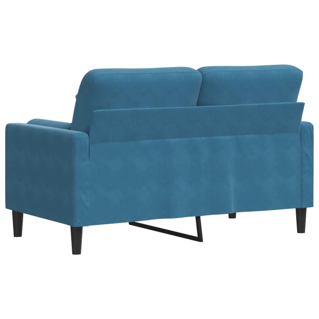 Canapé 2 places avec oreillers décoratifs bleu 120 cm velours - XIOS