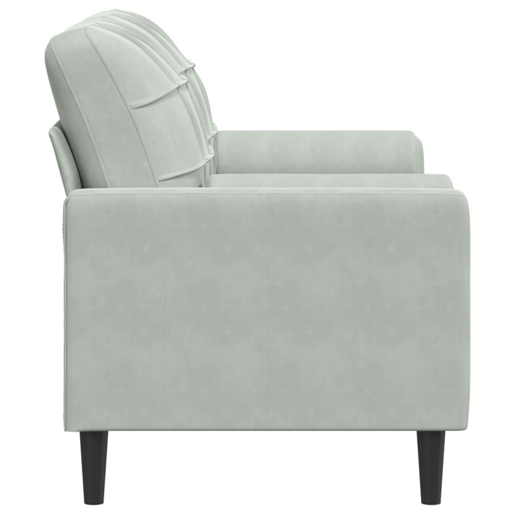 Canapé 2 places avec oreillers gris clair 140 cm velours - XIOS