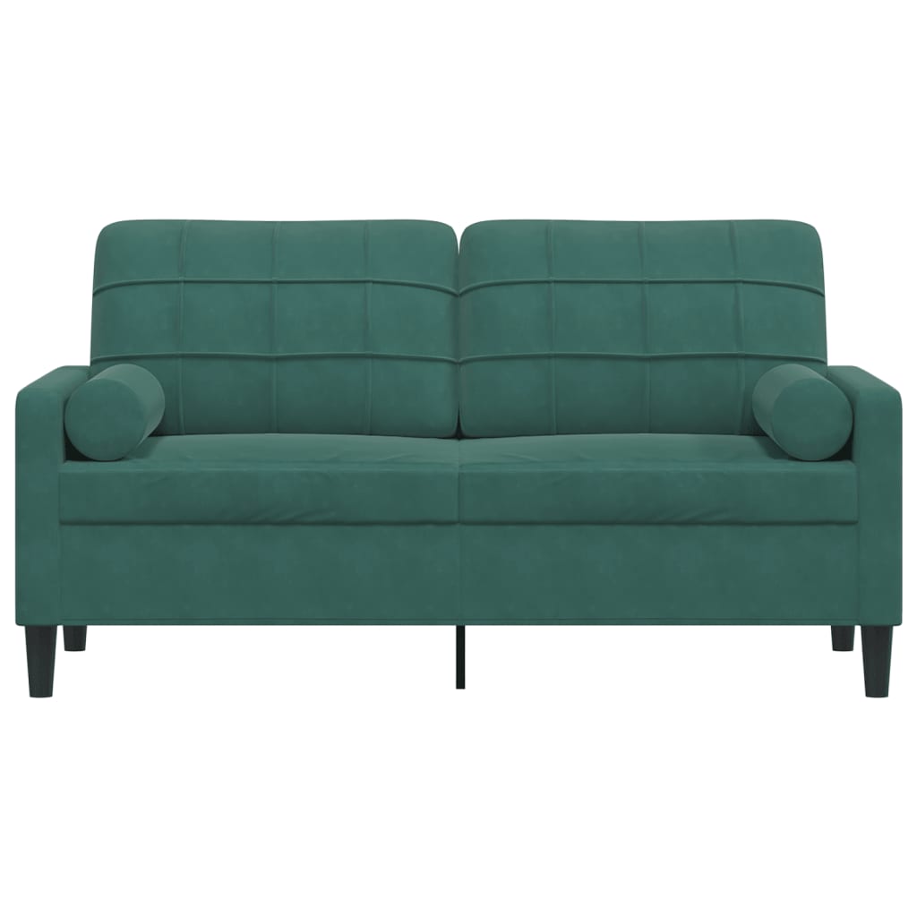 Canapé 2 places avec oreillers vert foncé 140 cm velours - XIOS