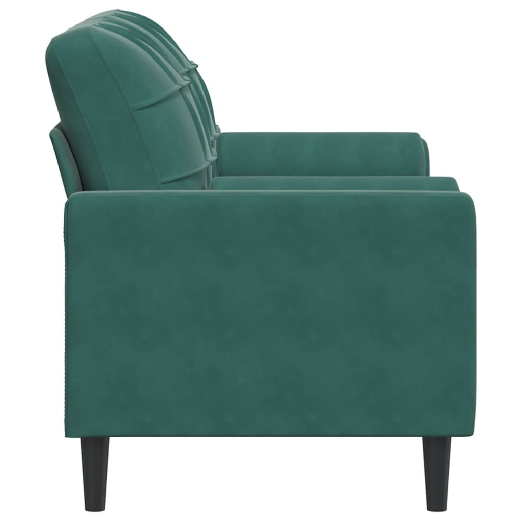Canapé 2 places avec oreillers vert foncé 140 cm velours - XIOS