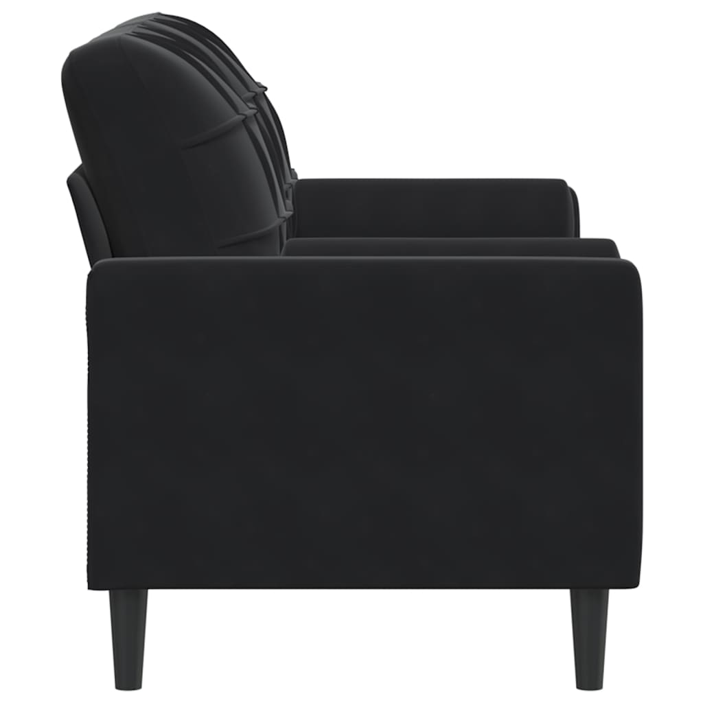 Canapé 2 places avec oreillers décoratifs noir 140 cm velours - XIOS